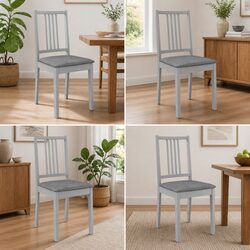 Contemporary Grey Cushioned Dining Chairs Set of 4