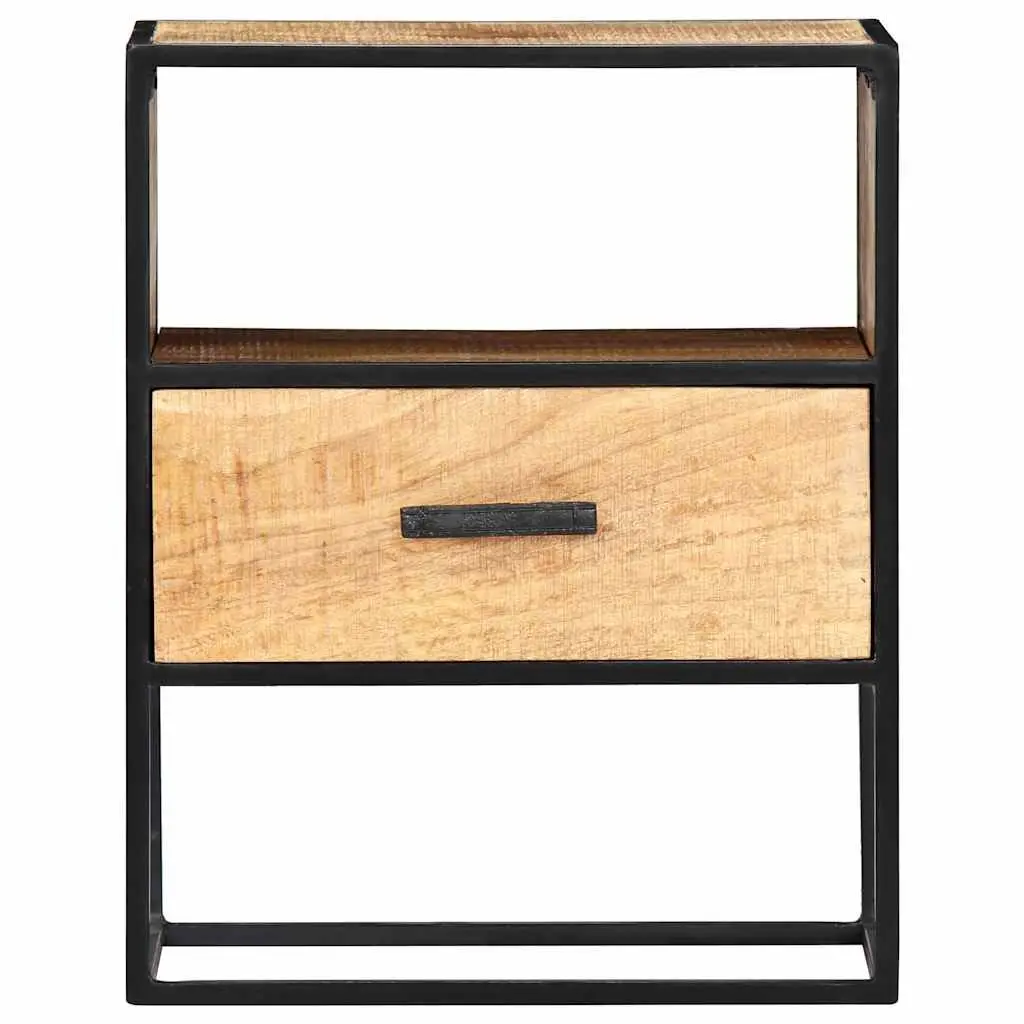 Bedside Table 40x30x50cm Solid Mango Wood with Steel Legs Brown