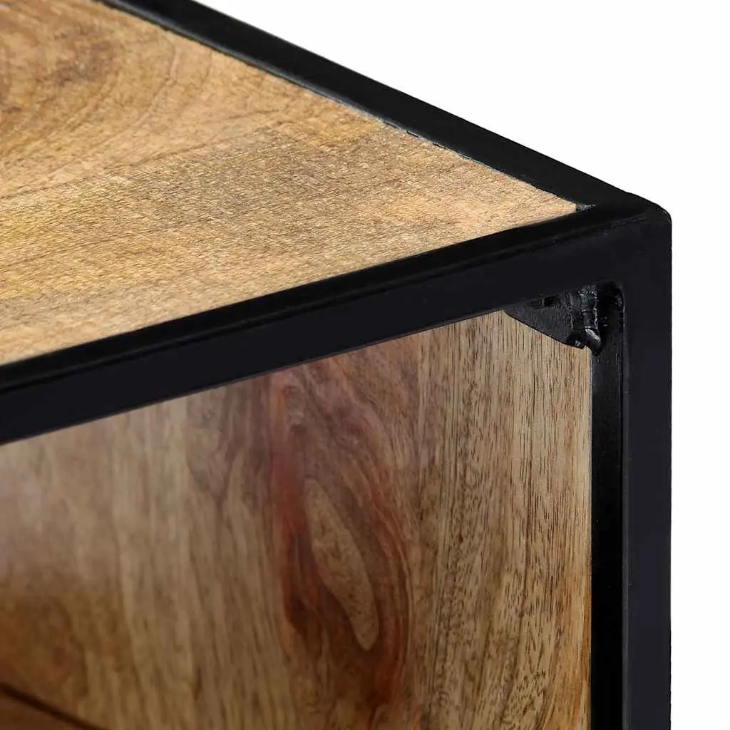 Bedside Table 40x30x50cm Solid Mango Wood with Steel Legs Brown