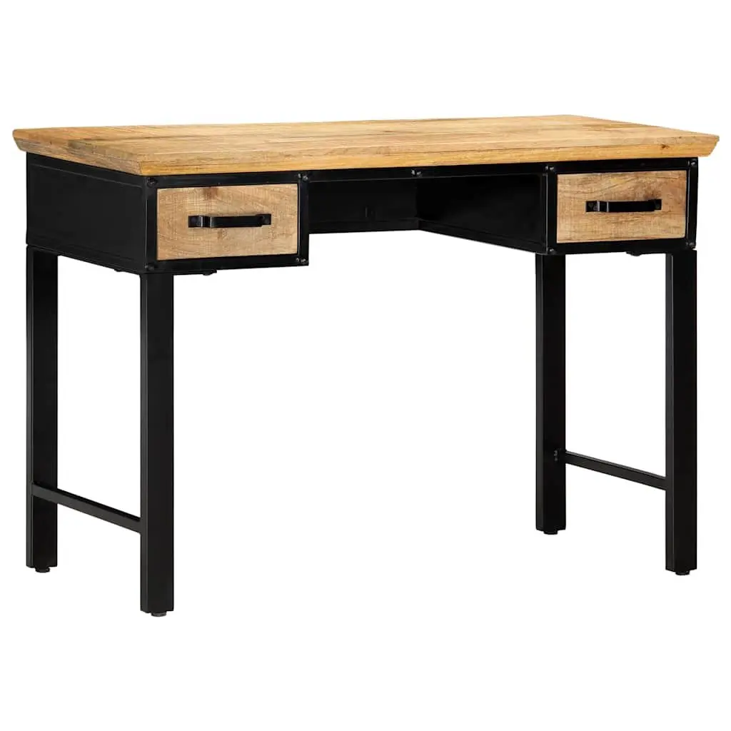 Writing Desk 110x50x76 cm Brown Solid Wood with 2 Drawers Storage