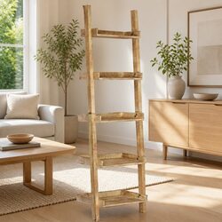 Elevate Your Space with a 5-Tier Brown Ladder Shelf