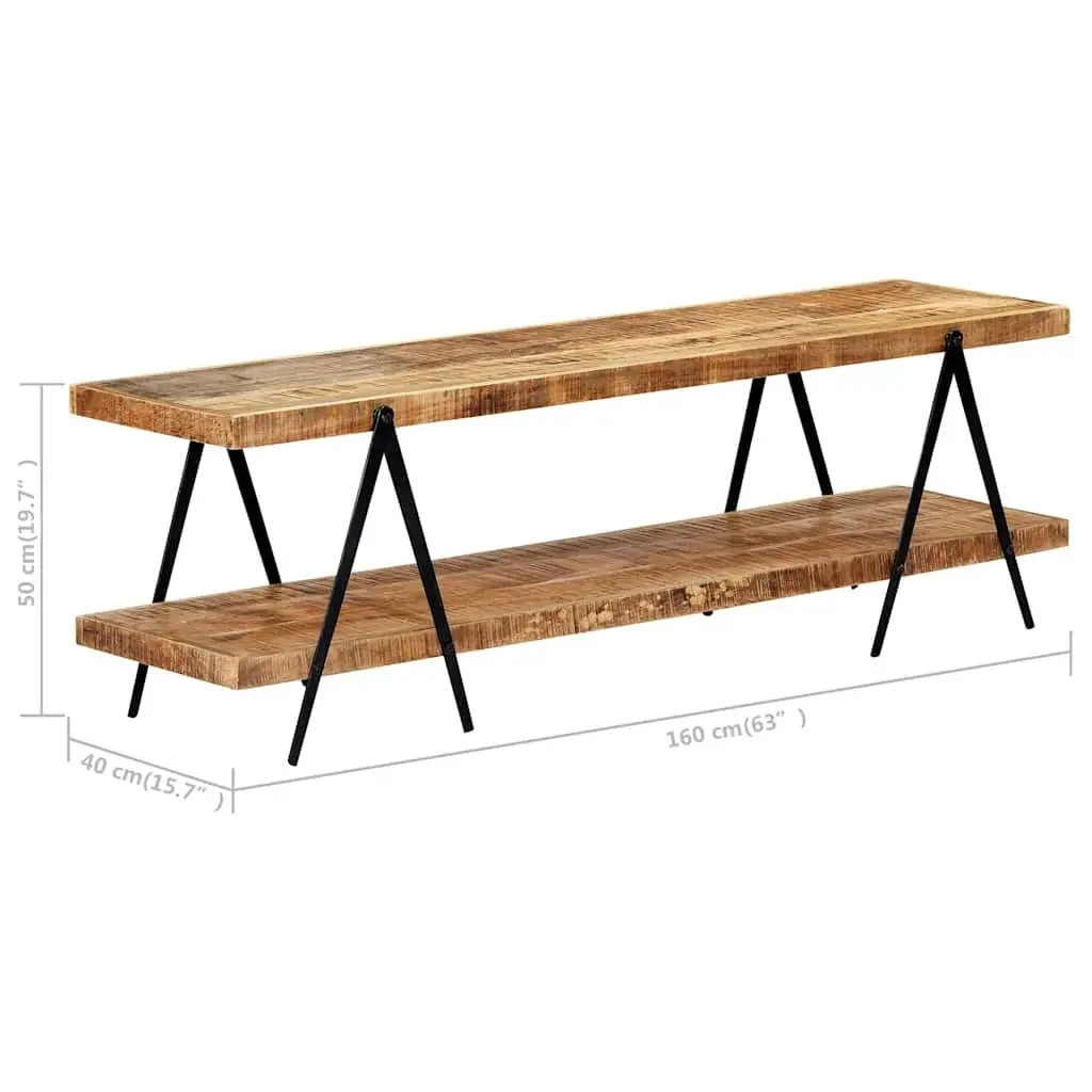 TV Cabinet 160x40x50 cm Solid Mango Wood 2 Shelves Storage Unit