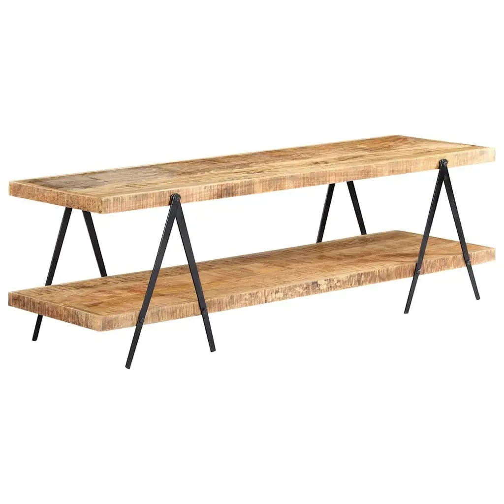 TV Cabinet 160x40x50 cm Solid Mango Wood 2 Shelves Storage Unit