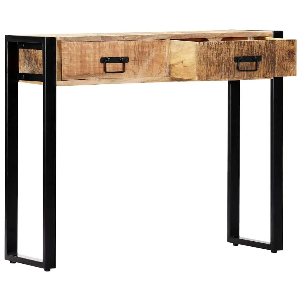 Console Table 90x30x75 cm Solid Mango Wood 2 Drawer Rustic Industrial Hall Entry Furniture Brown