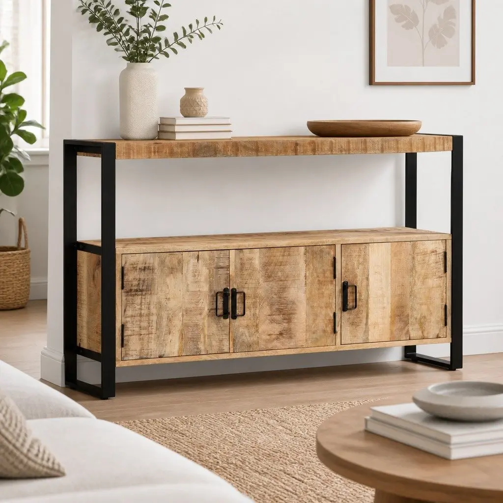 Side Cabinet 120x30x75 cm Solid Mango Wood Brown Storage Furniture