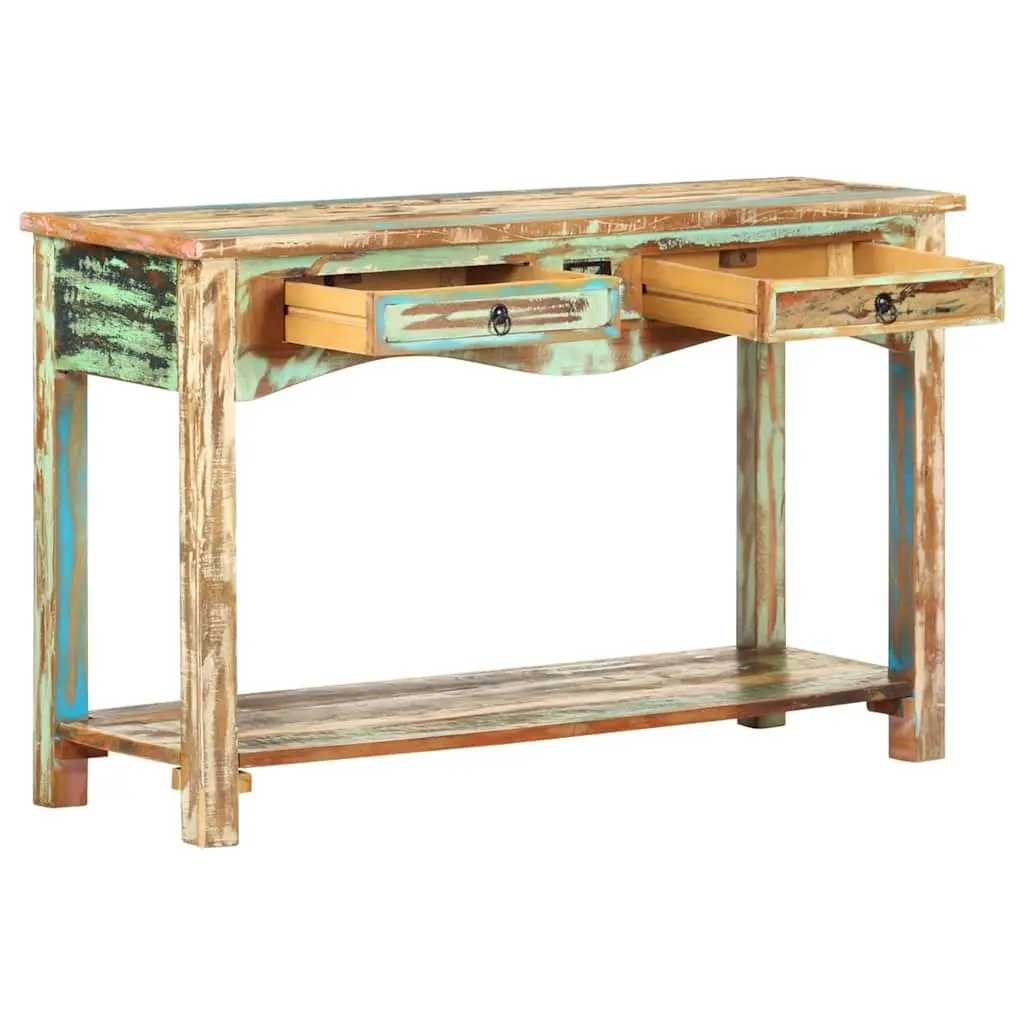 End Table Console Cabinet 120x40x75cm Solid Reclaimed Wood 2 Drawers 1 Shelf