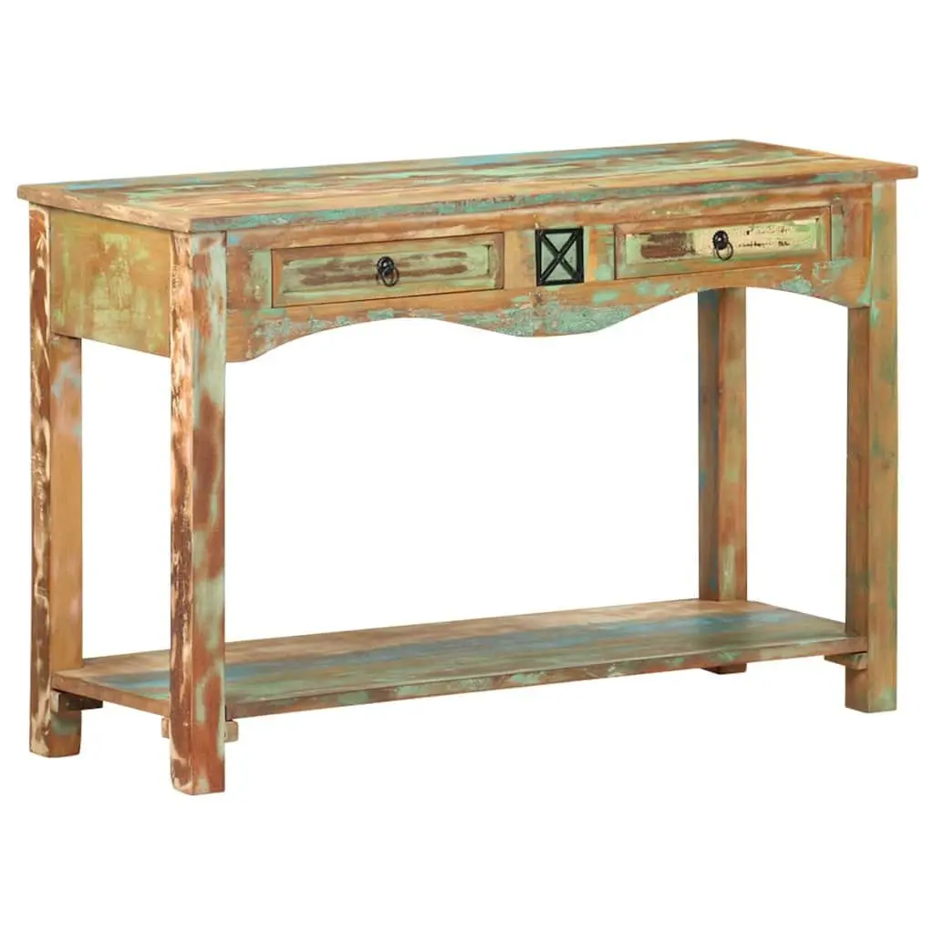 End Table Console Cabinet 120x40x75cm Solid Reclaimed Wood 2 Drawers 1 Shelf