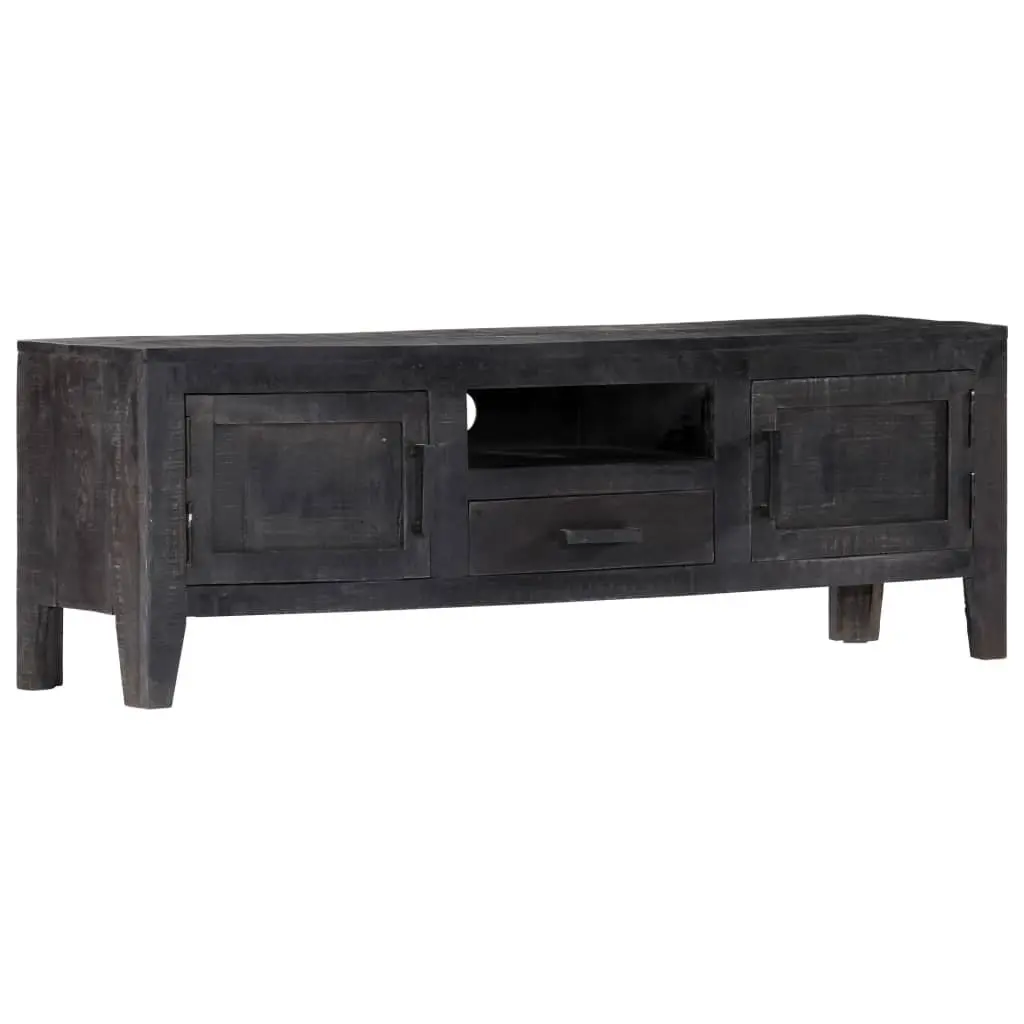 TV Cabinet Black 118x30x40cm Solid Mango Wood Storage Unit Furniture