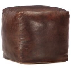 Modern Brown Leather Pouffe 40 cm for Your Home
