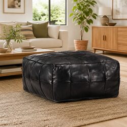 Enhance Your Living Space with This Black Pouffe Ottoman