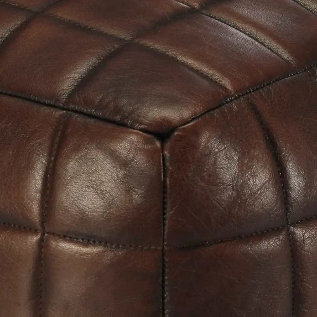 Pouffe Footstool Ottoman Seat 40cm Modern Goat Leather Cotton Filling Brown
