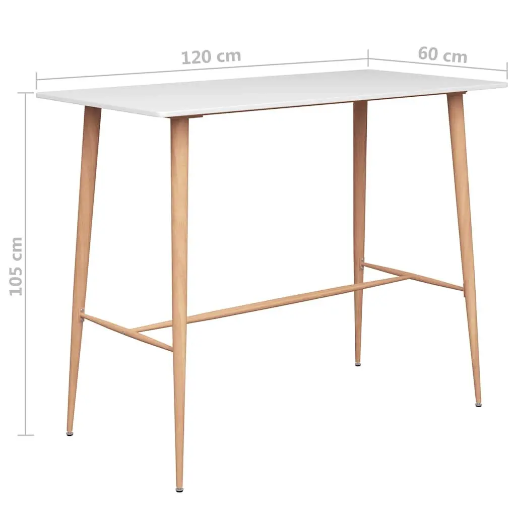 Bar Table White Durable MDF Top Sturdy Metal Legs Easy to Clean