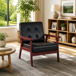 Enhance Your Space with a Retro Black Faux Leather Armchair
