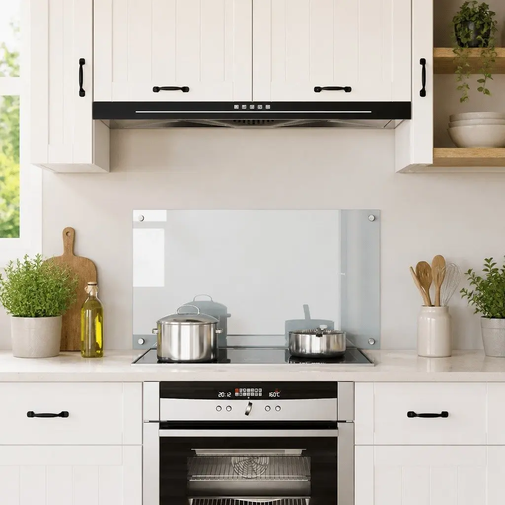 Tempered Glass Kitchen Splashback 90x50 cm Transparent Wall Protector