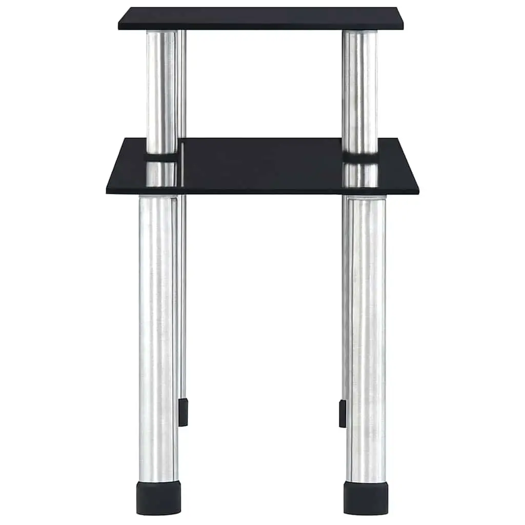 2-Tier Kitchen Shelf 45 x 16 x 26 cm Black Tempered Glass Spice Rack Organiser Display Unit