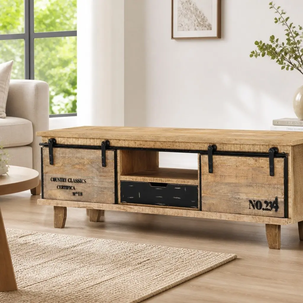 TV Cabinet 120x30x40 cm Brown Solid Mango Wood Storage Unit