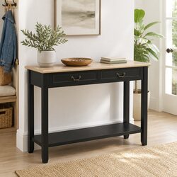 Black Console Table 110x35x80 cm Wood Accent End Table with Drawers Shelf