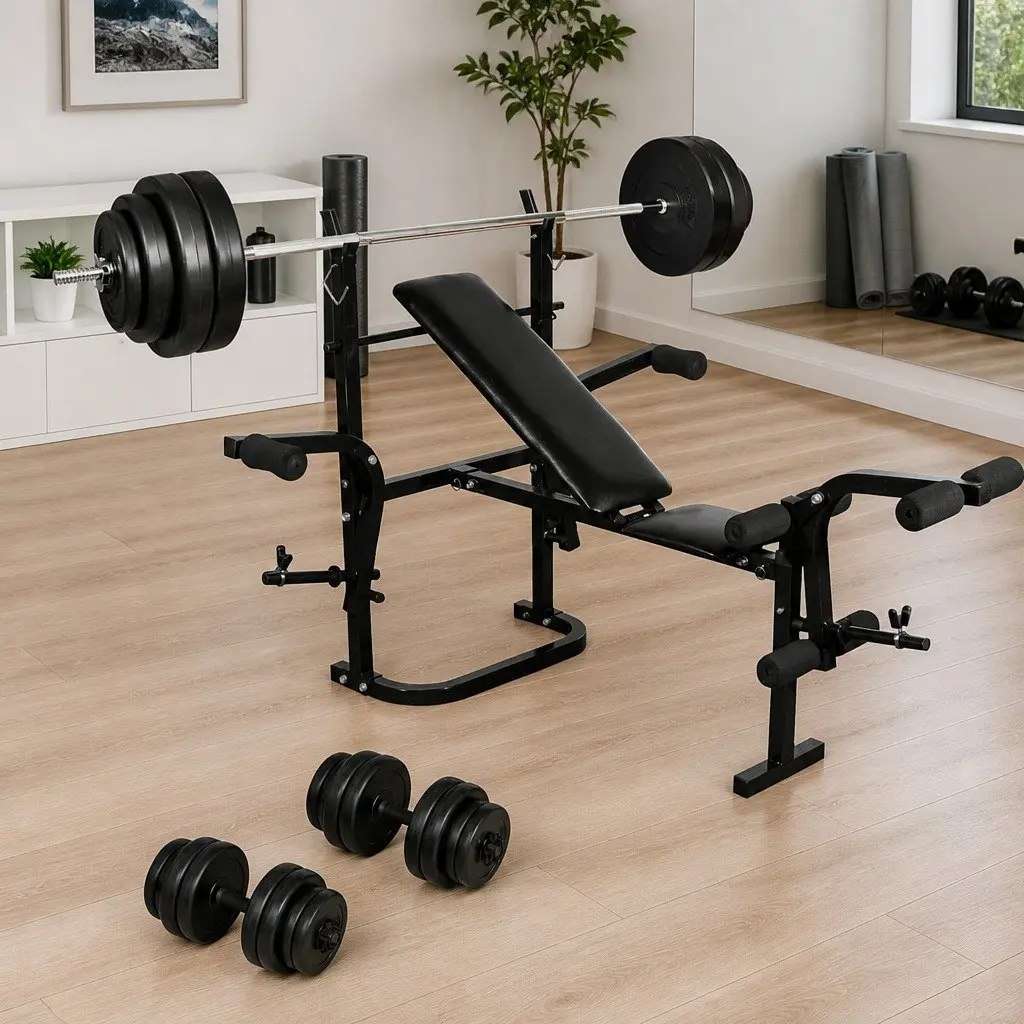Folding Weight Bench Adjustable Backrest Home Gym Equipment