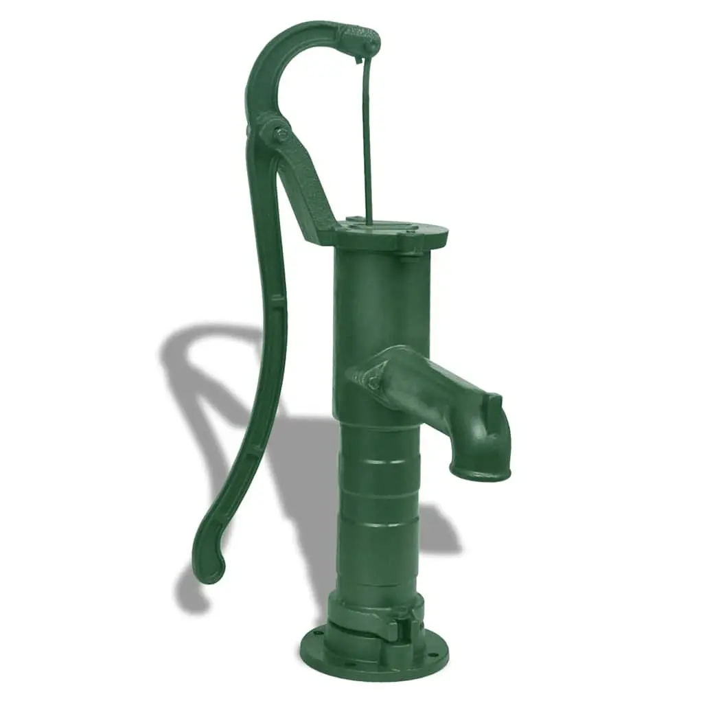Hand Water Pump with Stand 8M Deep Cast Iron Green