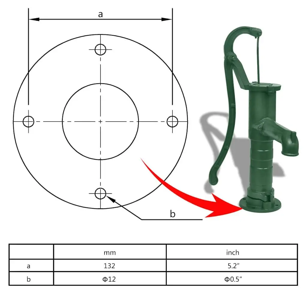 Hand Water Pump with Stand 8M Deep Cast Iron Green