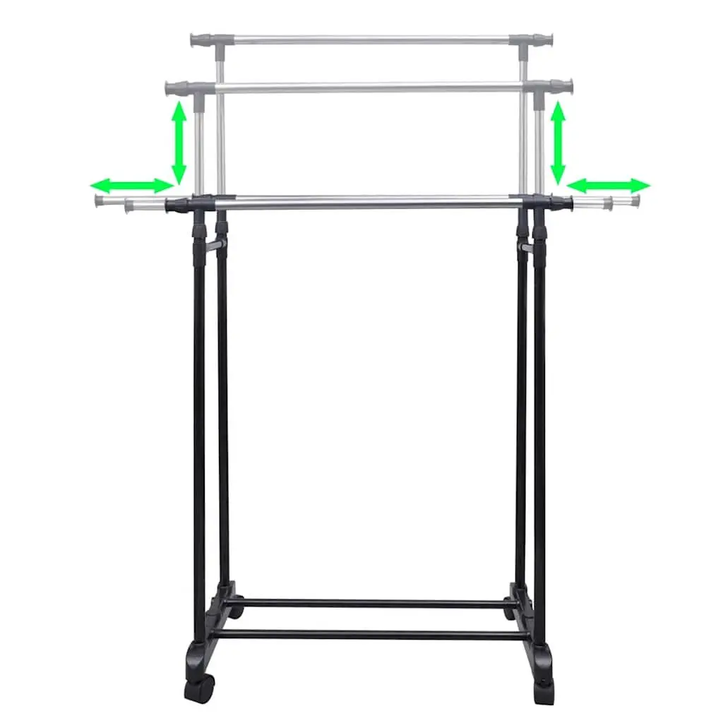 Adjustable Clothes Rack Set 2 pcs Height Adjustable Extendable Hanging Bars Portable Storage Organiser