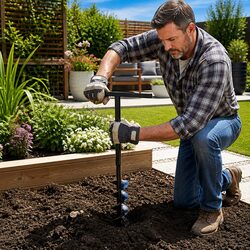 Ground Drill Auger 180mm with Handle & 5m Extension Tubes Soil Aeration