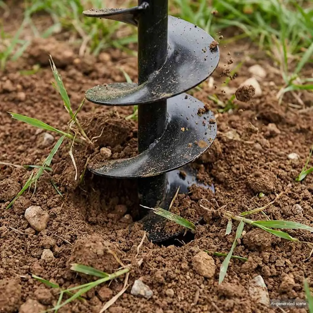 Ground Drill Auger 180mm with Handle 5m Extension Tubes for Soil Aeration