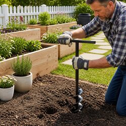 200mm Ground Drill with Handle & 5m Extension Tubes
