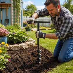 Ground Drill 80mm with Handle and Extension Tubes Soil Auger Gardening Digging