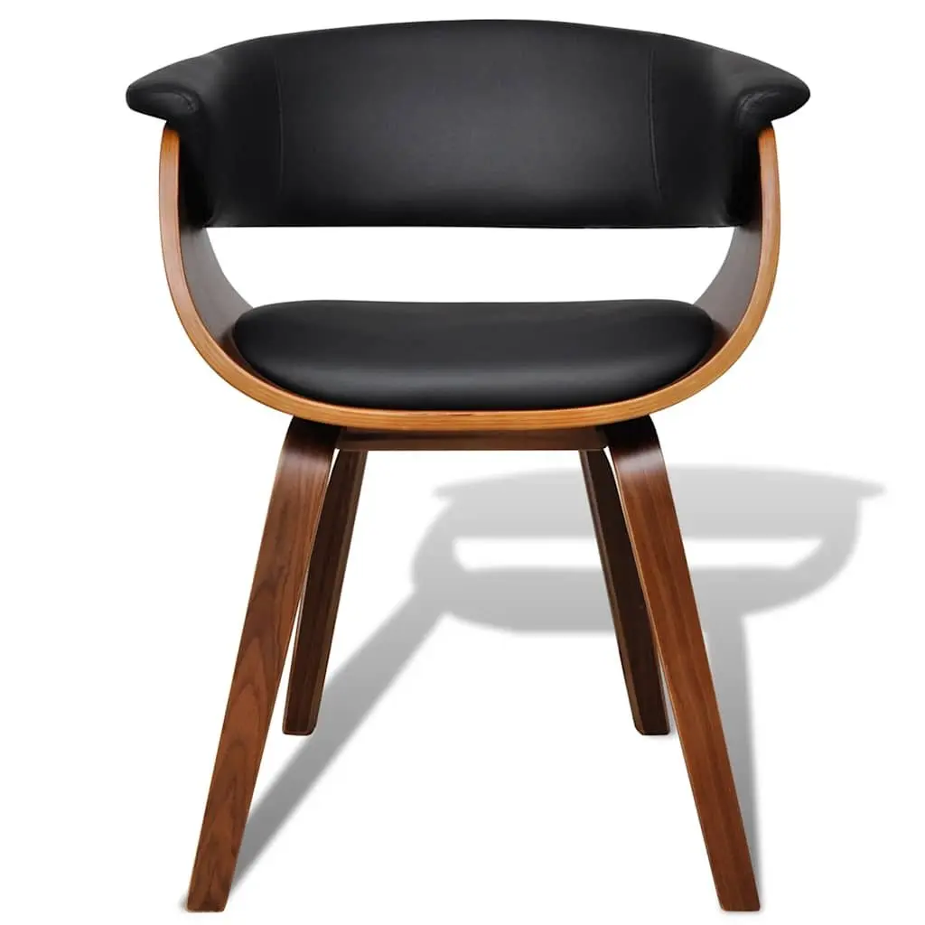 Dining Chairs Set of 4 Padded Faux Leather Seat Ergonomic Bent Wood Frame Black