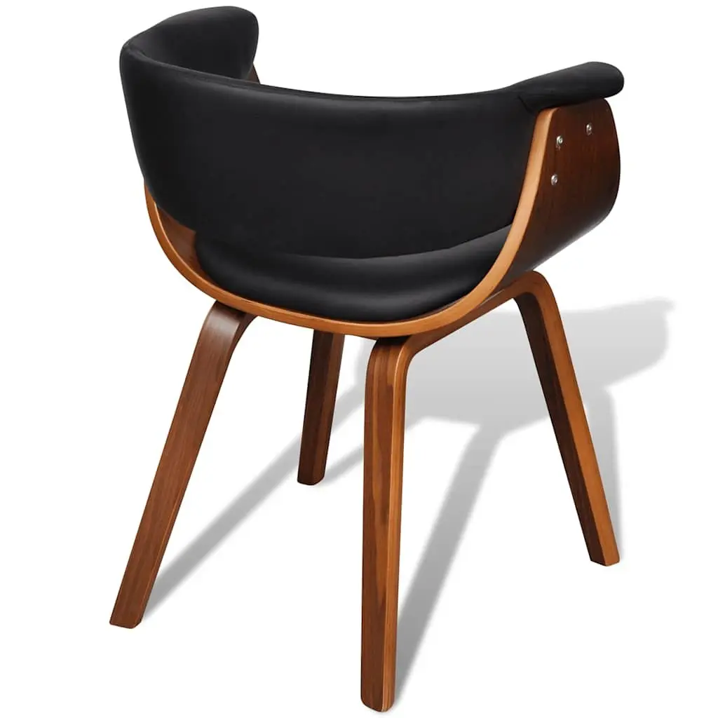 Dining Chairs Set of 4 Padded Faux Leather Seat Ergonomic Bent Wood Frame Black