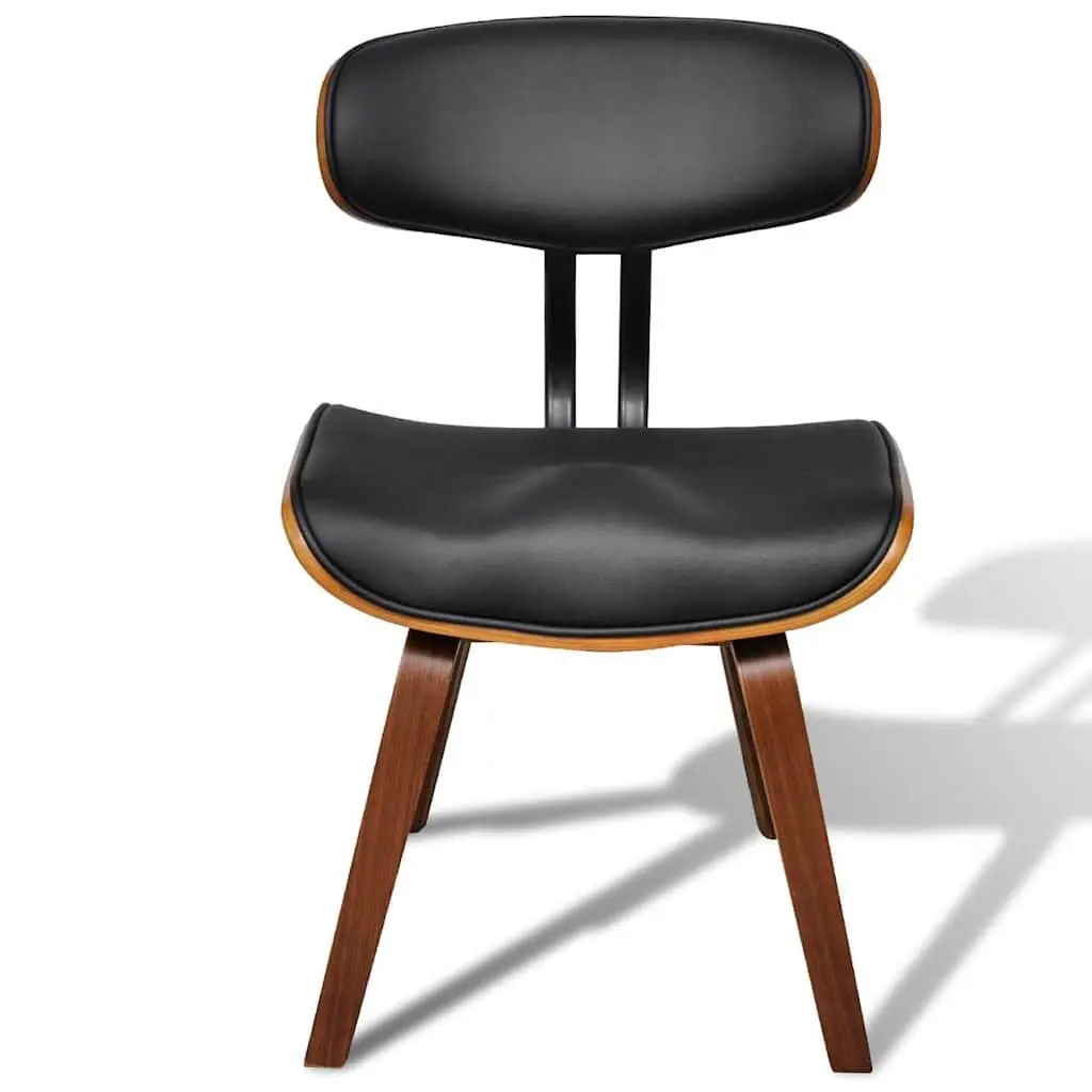 Dining Chairs Set 4 Piece Bent Wood Frame Faux Leather Seat Black