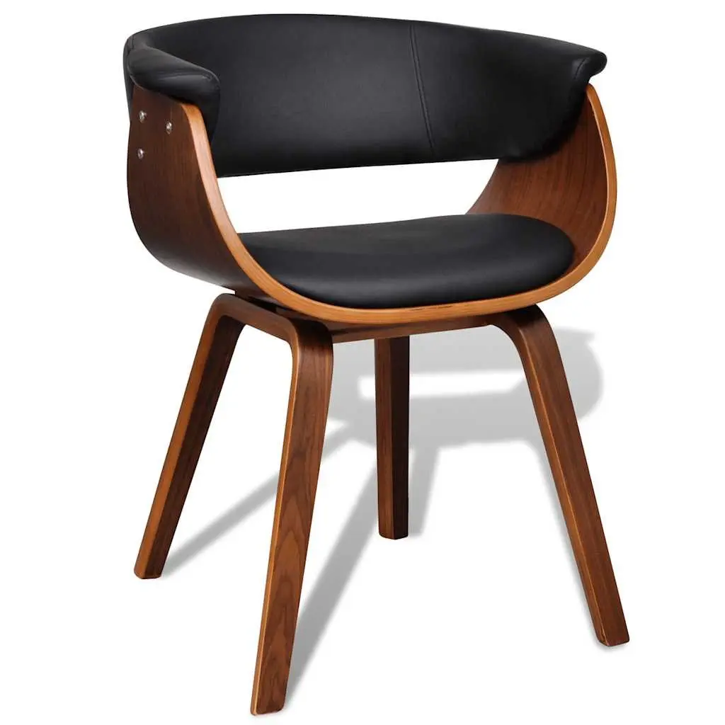 Dining Chairs Set 6 pcs Bent Wood Frame Padded Faux Leather Seating Black