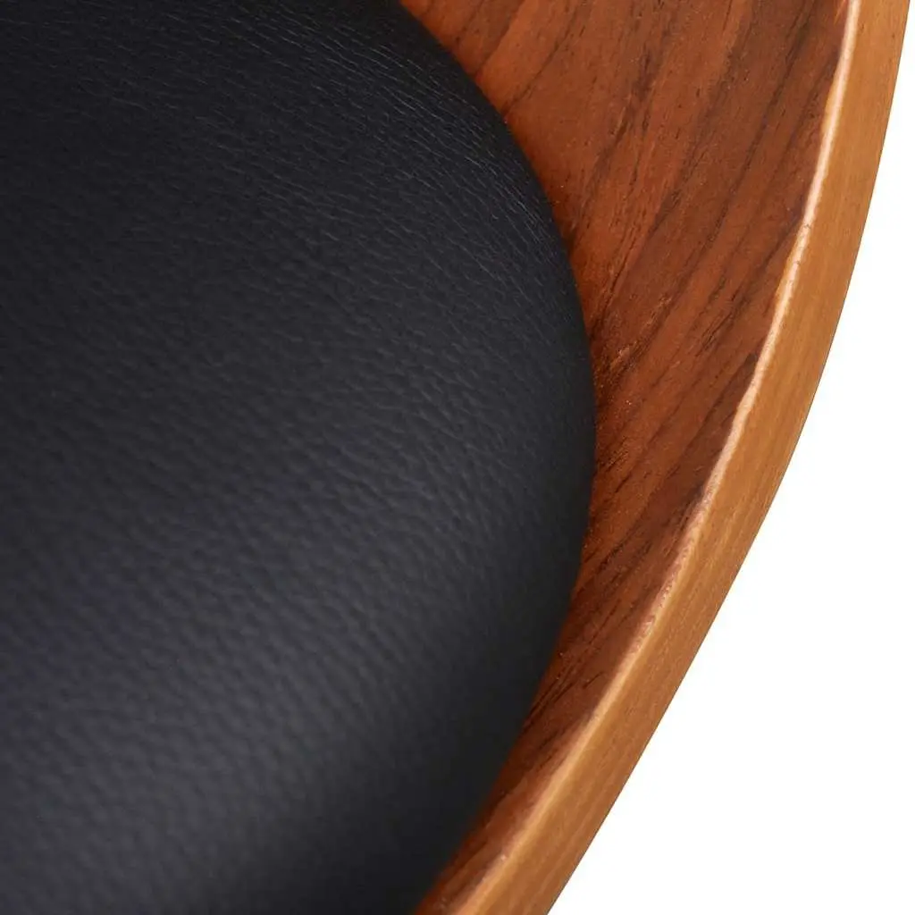 Dining Chairs Set 6 pcs Bent Wood Frame Padded Faux Leather Seating Black