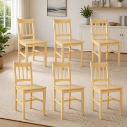Elegant 6-Piece Set of Ergonomic Pinewood Dining Chairs