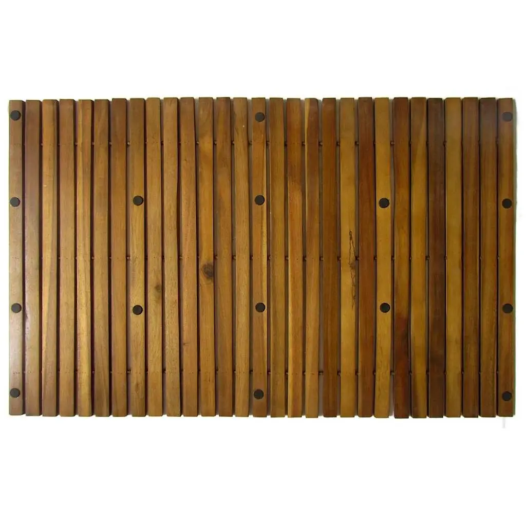 Wooden Bath Mat 80 x 50 cm Non-Slip Bathroom Sauna Floor 3 Piece Set