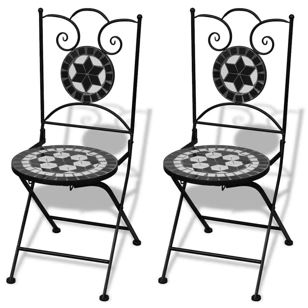 3 Piece Outdoor Bistro Set Ceramic Tile Table and Chairs Patio Garden Furniture