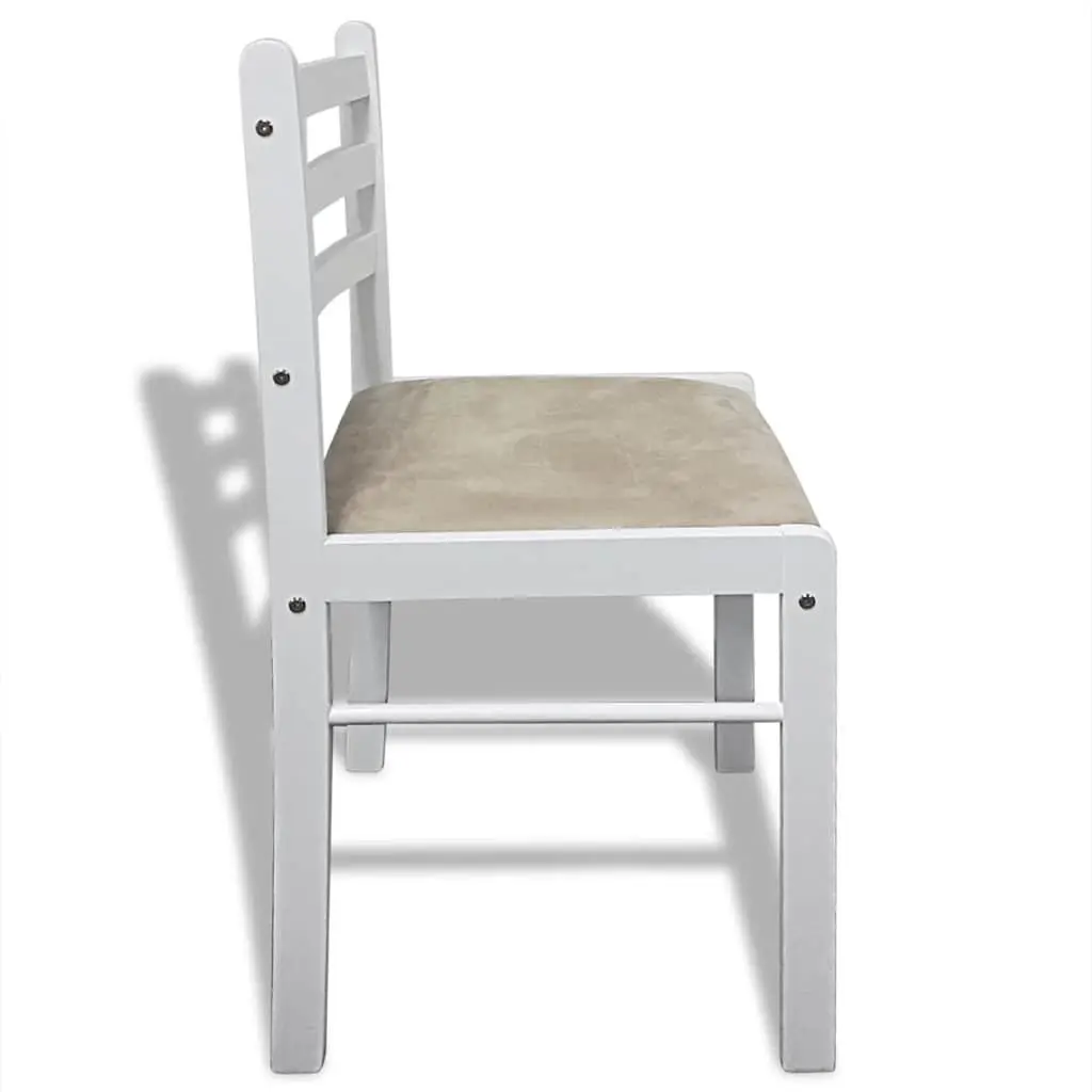 Dining Chairs Set 6 Piece White Wood Square Backrest Padded Seat
