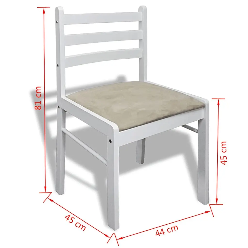 Dining Chairs Set 6 Piece White Wood Square Backrest Padded Seat