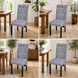 Enhance Your Space with 4 Light Grey Upholstered Dining Chairs