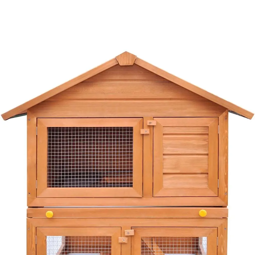 Outdoor Rabbit Hutch 3 Layer Wooden Cage Small Animal Enclosure Exercise Pen