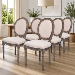 Enhance Your Space with 6 Cream Linen Dining Chairs