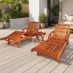 Elevate Your Outdoor Space with Acacia Loungers and Table