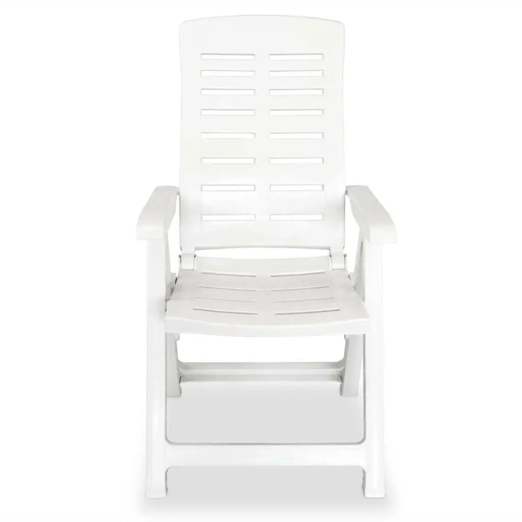 Outdoor Reclining Garden Chairs Set 6 pcs Plastic White Folding Patio Seating
