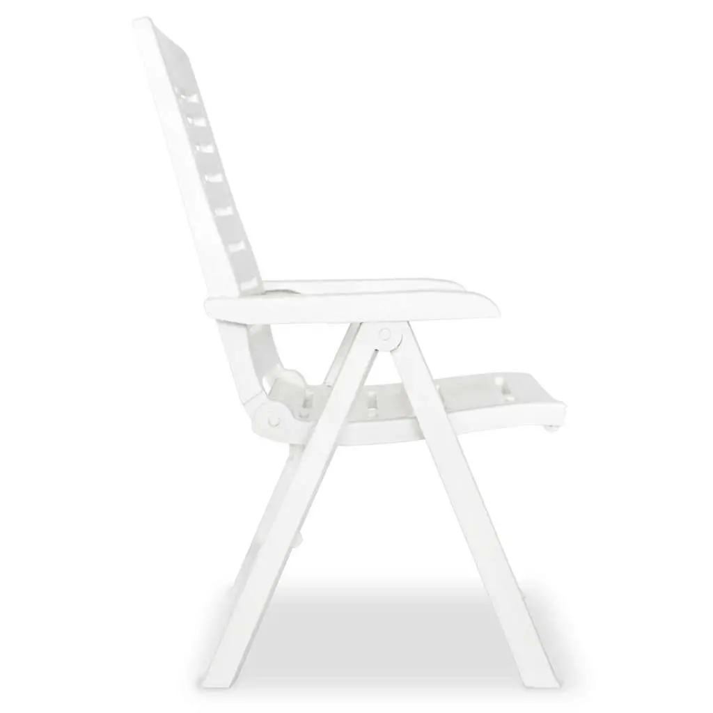 Outdoor Reclining Garden Chairs Set 6 pcs Plastic White Folding Patio Seating