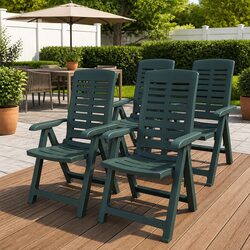 Outdoor Reclining Garden Chairs 4 pcs Plastic Folding Lightweight Weather