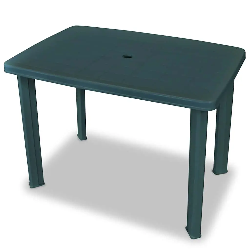 3 Piece Outdoor Bistro Set Green Weather-resistant Table with Umbrella Hole and 2 Folding Chairs