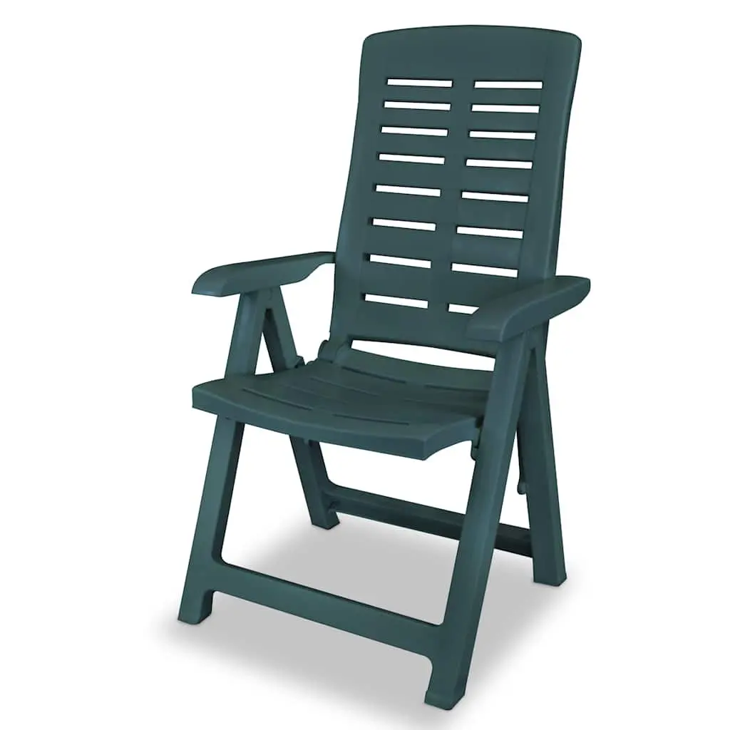 Outdoor Dining Set 5 Piece Green Weather Resistant Table with Umbrella Hole and Folding Chairs