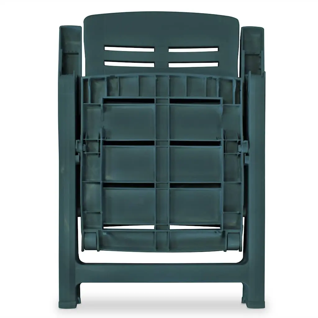 Outdoor Dining Set 5 Piece Green Weather Resistant Table with Umbrella Hole and Folding Chairs