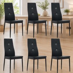 Black Faux Leather Dining Chairs Set of 6 for Modern Homes